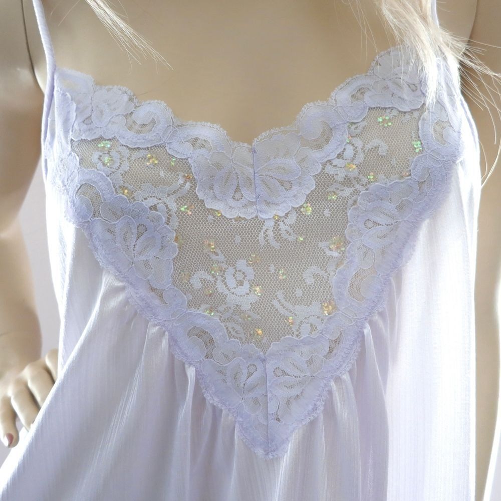 Tom Bezduda‎ Vintage 80s Lilac Gown M Maxi Slip Dress Coquette Lingerie - Picture 6 of 9